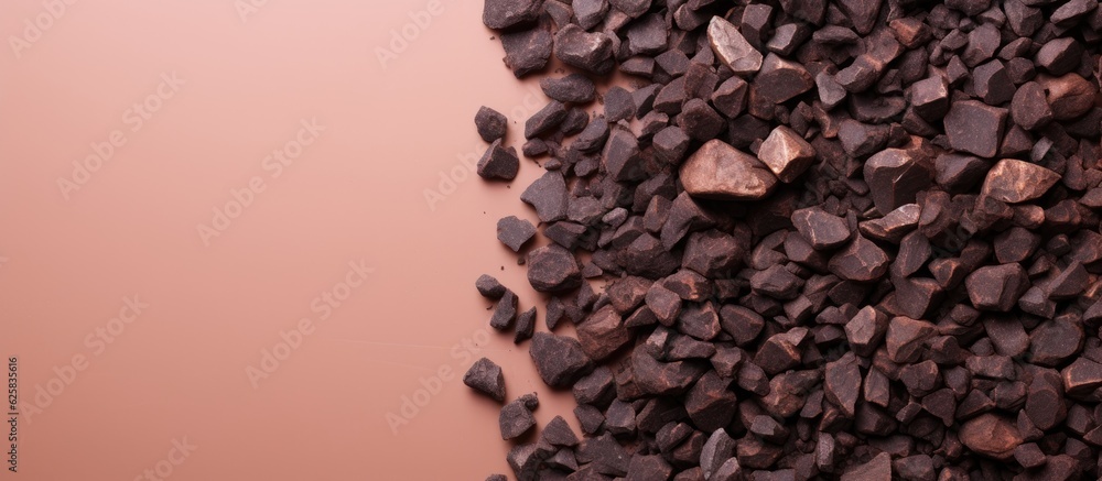Poster Photo of a stack of rocks on a table with empty space for copy with copy space