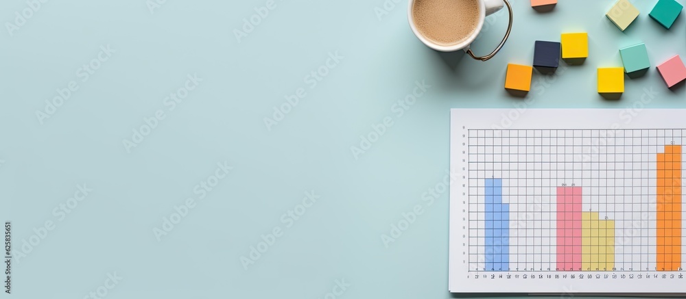 Aufkleber photo of a cup of coffee next to a paper with a graph on it, with plenty of space for your own notes