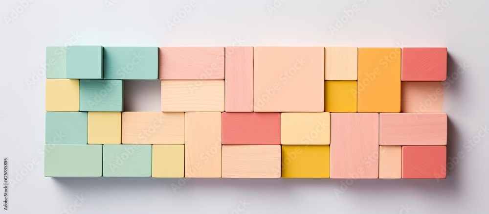 Poster photo of a colorful paper with geometric squares, perfect for adding text or designs with copy space