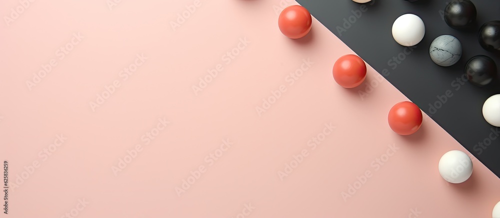 Poster photo of a colorful candy filled table with a pink and black theme with copy space