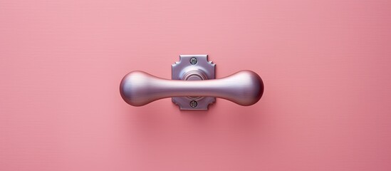 Photo of a metal handle on a vibrant pink wall with plenty of copy space with copy space