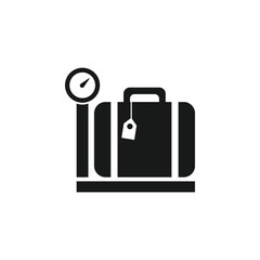 Baggage allowance icon. Travel bag size, Check weight and Backpack. Airport luggage belt, handbag dimensions and baggage claim icon. Check bag size, allowed luggage and briefcase. Vector illustration