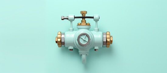 Photo of a water valve on a wall, providing copy space for text or graphics with copy space