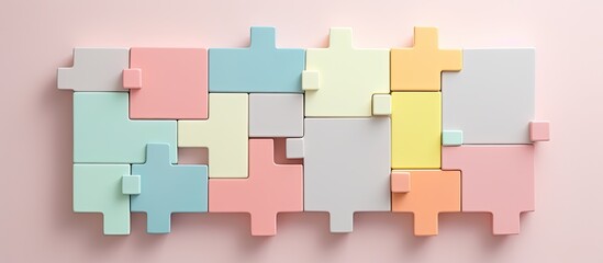 Photo of a vibrant puzzle piece on a serene blue backdrop with copy space