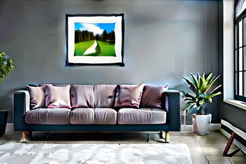 living room with sofa. Generative AI