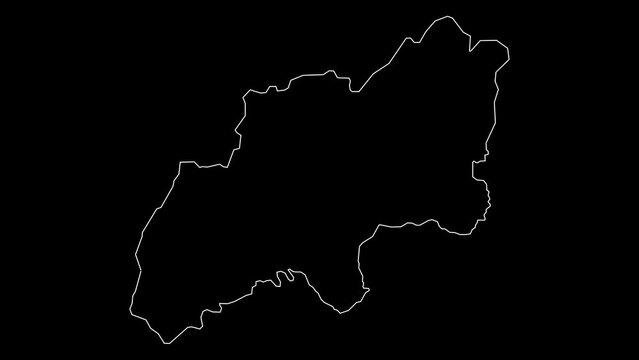 Khatlon district map of Tajikistan outline animation