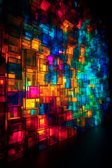 Obraz premium background of Colorful light up boxes, cubism, stone, coded patterns