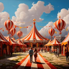Peel and stick wall murals Amusement parc circus tent in the park