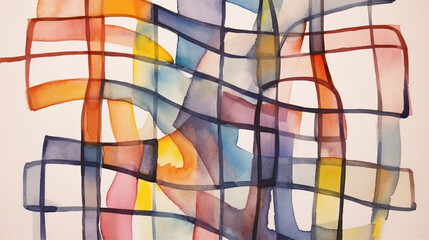 An abstract watercolor painting in the form of an irregular mesh,