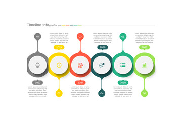 Presentation business infographic timeline template circle design with 6 step