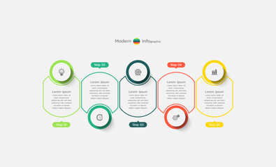 Presentation business infographic template circle design with 5 step