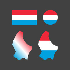 Luxembourg national map and flag vectors set....