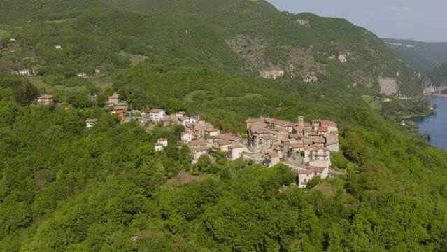 Aerial view of Varco Sabino in Rieti Italy