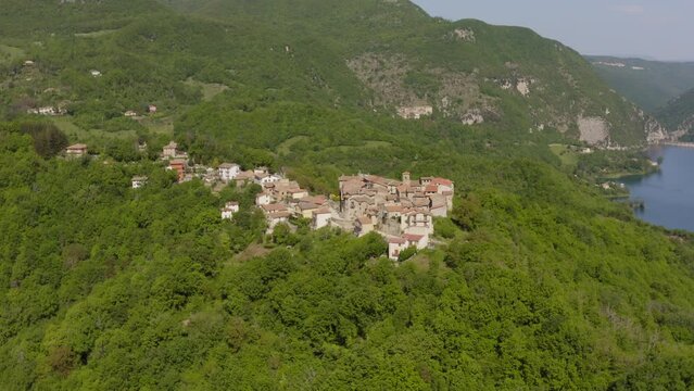 Aerial view of Varco Sabino in Rieti Italy