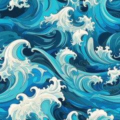 Illustration of sea waves seamless patterns background