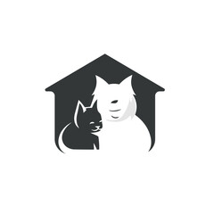 Obraz premium black and white cat and dog in a house