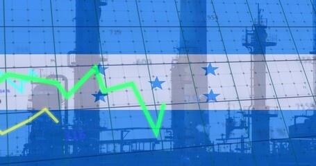 Animation of financial data processing over flag of honduras - Powered by Adobe
