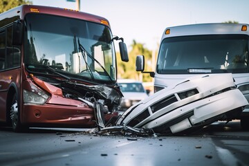 Bus and truck collision, Accident insurance. Generative AI