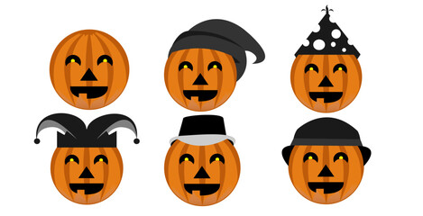Set of jack o latern with hat