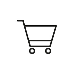 Shopping cart icon vector illustration. Cart on wheels thin black line. Simple flat isolated symbol sign for logo, app, ads, interface elements, outline, banner, web, dev, ui, ux. Vector EPS 10