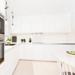 Fototapeta na wymiar white contemporary fancy kitchen interior