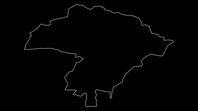 Iringa region map of Tanzania outline animation