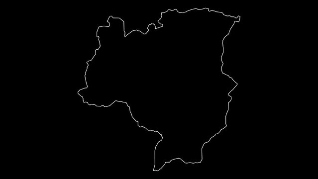 Tabora region map of Tanzania outline animation