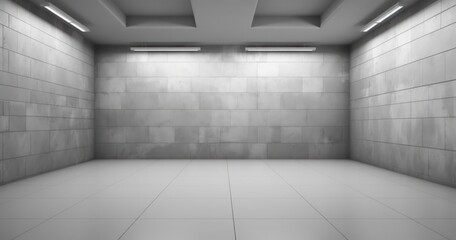 Abstract white studio background for product presentation. Empty gray room with shadows of window. Display product with blurred backdrop. AI Generative
