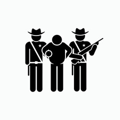 Criminal Icon Detained by Police. UI Symbol - Vector