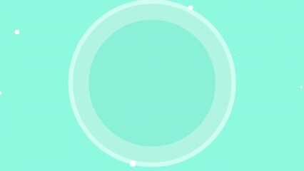 Animation of white circle pulsating and white circles pattern on seamless loop on green background