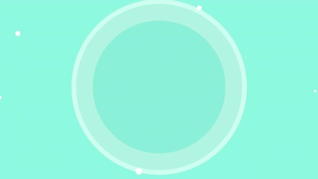 Animation of white circle pulsating and white circles pattern on seamless loop on green background