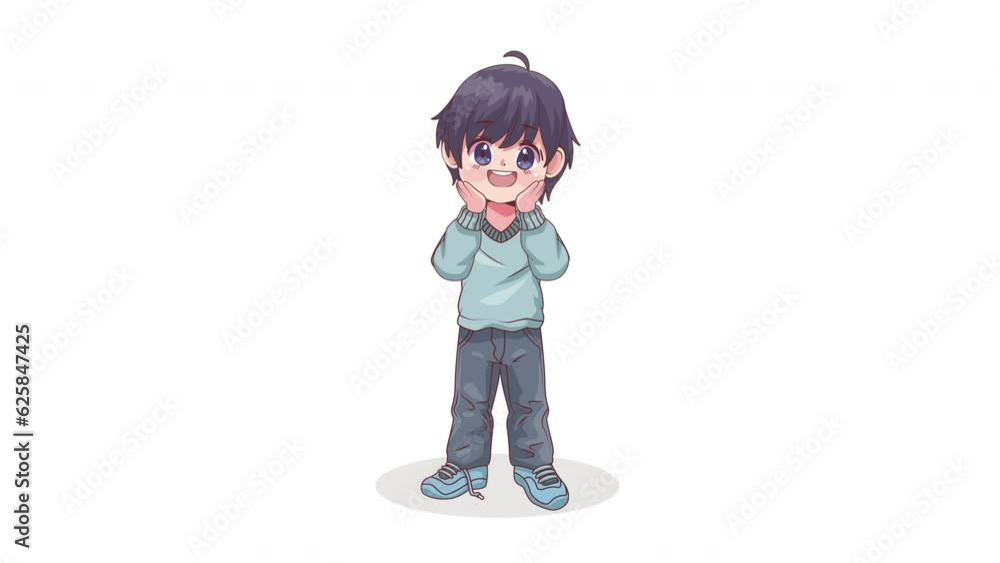 Canvas Prints little boy smiling anime character animation