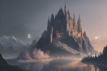 panorama of the mountains. Generative AI