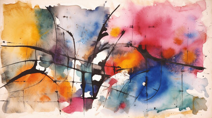 An Abstract Watercolor and Indian Ink Calligraphic Design background