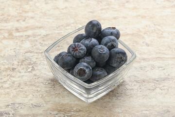 Sweet ripe blueberry heap in the bowl