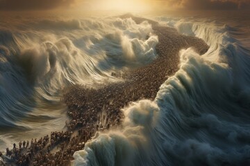 Moses Leads His People: The Exodus unfolds as he guides the Israelites to freedom, a journey of faith, liberation, and hope amidst trials and miracles