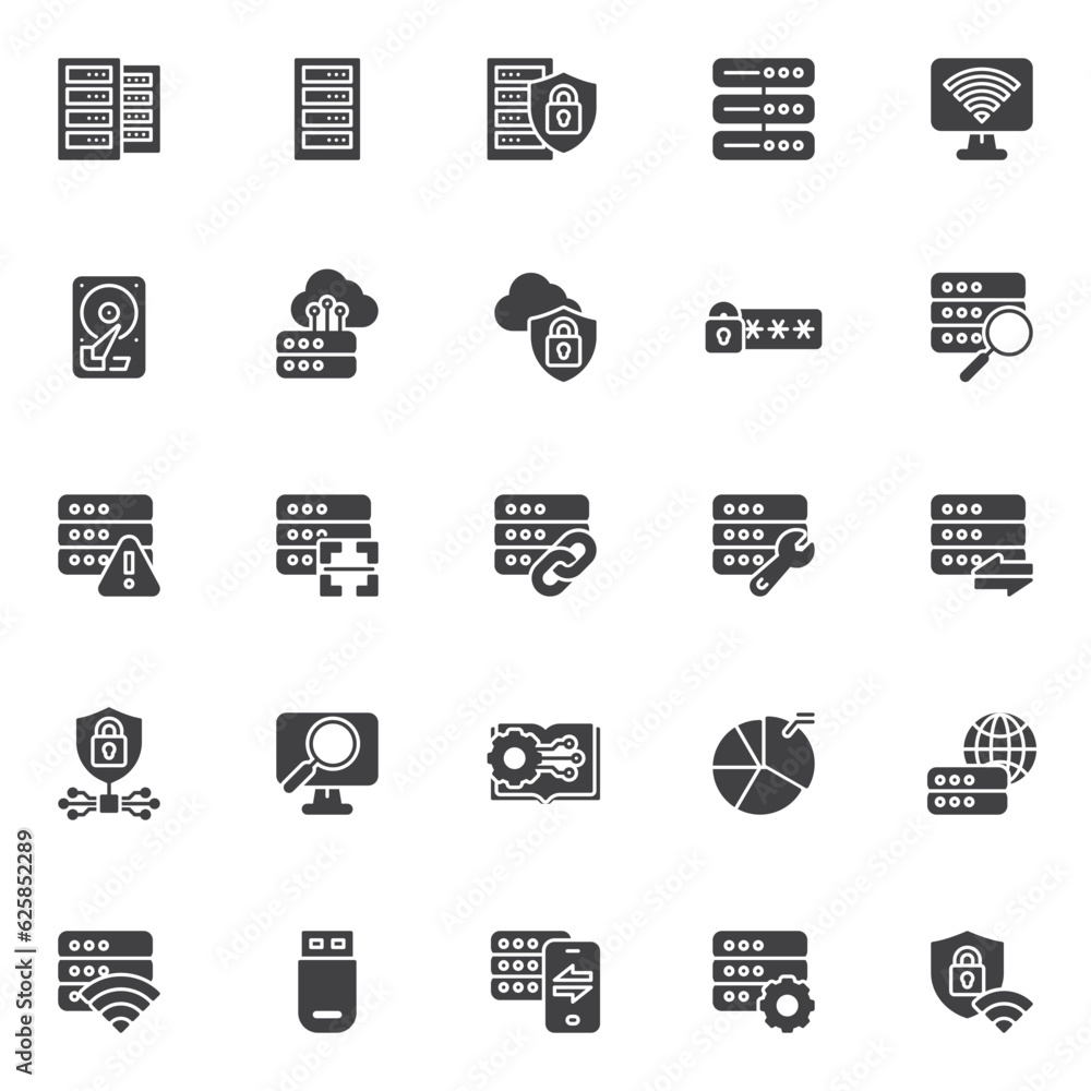 Poster big data vector icons set