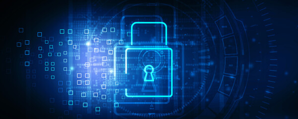 2d illustration Safety concept: Closed Padlock on digital background