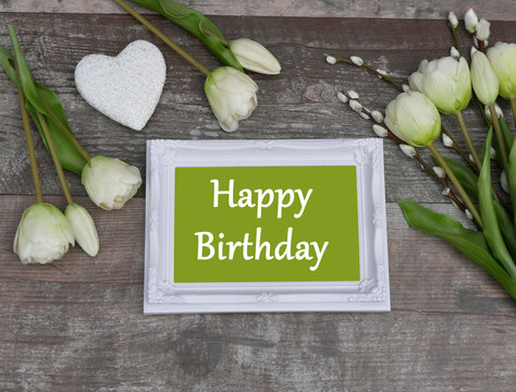 Birthday card: Bouquet of flowers with birthday greetings. All the best for your birthday.