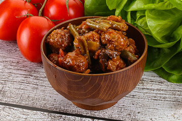 Meatball with vegetables and spices