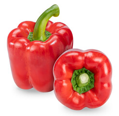 Red Sweet Bell pepper isolated on white background. Sweet pepper isolated on a white background With clipping path.