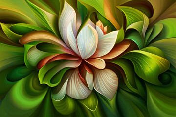 White lotus waterlily lily flower - Generative AI