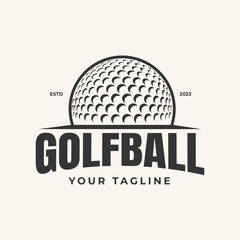 Vintage Retro Golf Ball Vector black and white Sport Club Logo Design Template icon