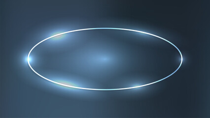 Neon oval frame with shining effects