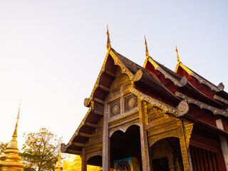 Chiang Mai, Thailand. JAN 10, 2023 : Wat Phra Singh or Was Phra sing, most important temple in the centre of Chiang Mai old town. Place of Phra Singh Buddha statue and golden pagoda - 625855031