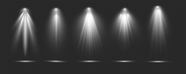 Vector light beam realistic scene and stage spotlight isolated