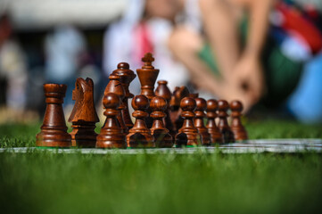 chess attributes on the lawn