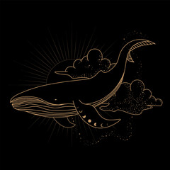 Celestial Magical Animal Whale Illustration