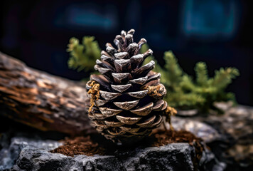 a pine cone in the forest