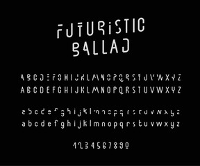 Futuristic trendy modern space font. English alphabet with an alternative font. Letters drawn by hand with a brush. Lettering.